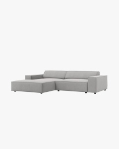 COLTAR PE STANGA JODIE, CU 3 LOCURI, 224X162 CM, ADANCIME SCAUN 62 CM, GRI DESCHIS, TAPITAT CU TAPITERIE DIN TEXTIL STRUCTURAT MEGAN, MICADONI - Img 2