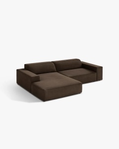 COLTAR PE STANGA JODIE, CU 3 LOCURI, 224X162 CM, ADANCIME SCAUN 62 CM, MARO INCHIS, TAPITAT CU TAPITERIE DIN TEXTIL CATIFEA BLUVEL MICADONI - Img 2