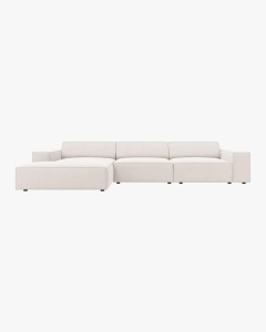COLTAR PE STANGA JODIE, CU 4 LOCURI, 284X162 CM, ADANCIME SCAUN 62 CM, BEJ DESCHIS, TAPITAT CU TAPITERIE DIN TEXTIL STRUCTURAT MEGAN, MICADONI