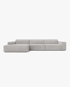 COLTAR PE STANGA JODIE, CU 4 LOCURI, 284X162 CM, ADANCIME SCAUN 62 CM, GRI DESCHIS, TAPITAT CU TAPITERIE DIN TEXTIL STRUCTURAT LIBERTY, MICADONI