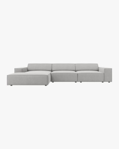 COLTAR PE STANGA JODIE, CU 4 LOCURI, 284X162 CM, ADANCIME SCAUN 62 CM, GRI DESCHIS, TAPITAT CU TAPITERIE DIN TEXTIL STRUCTURAT MEGAN, MICADONI