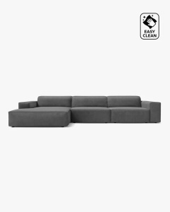COLTAR PE STANGA JODIE, CU 4 LOCURI, 284X162 CM, ADANCIME SCAUN 62 CM, GRI, TAPITAT CU TAPITERIE DIN TEXTIL CATIFEA VENUS, MICADONI
