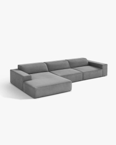 COLTAR PE STANGA JODIE, CU 4 LOCURI, 284X162 CM, ADANCIME SCAUN 62 CM, GRI, TAPITAT CU TAPITERIE DIN TEXTIL CATIFEA VENUS, MICADONI - Img 2