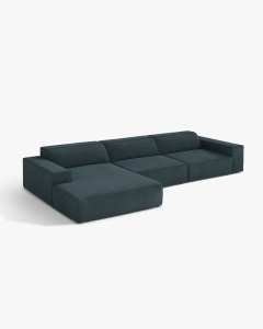 COLTAR PE STANGA JODIE, CU 4 LOCURI, 284X162 CM, ADANCIME SCAUN 62 CM, PETROL INCHIS, TAPITAT CU TAPITERIE DIN TEXTIL STRUCTURAT LIBERTY, MICADONI - Img 2