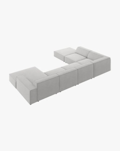 COLTAR PE STANGA JODIE, CU 7 LOCURI, 361X258 CM, ADANCIME SCAUN 62 CM, GRI DESCHIS, TAPITAT CU TAPITERIE DIN TEXTIL STRUCTURAT MEGAN, MICADONI - Img 3