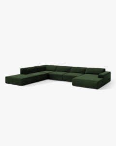 COLTAR PE STANGA JODIE, CU 7 LOCURI, 361X258 CM, ADANCIME SCAUN 62 CM, VERDE SMARALD, TAPITAT CU TAPITERIE DIN TEXTIL CATIFEA VENUS, MICADONI - Img 2