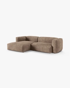 COLTAR PE STANGA MARTINA, 180X176 CM, ADANCIME SCAUN 90 CM, BEJ INCHIS, TAPITAT CU TAPITERIE DIN TEXTIL CATIFEA VOGUE, MICADONI - Img 2