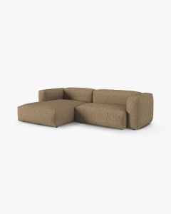 COLTAR PE STANGA MARTINA, 180X176 CM, ADANCIME SCAUN 90 CM, CAPPUCCINO, TAPITAT CU TAPITERIE DIN TEXTIL BOUCLE MONET, MICADONI - Img 2