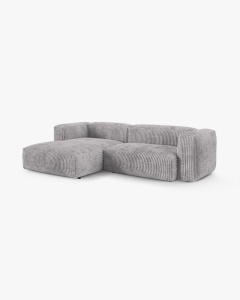 COLTAR PE STANGA MARTINA, 180X176 CM, ADANCIME SCAUN 90 CM, GRI DESCHIS, TAPITAT CU TAPITERIE DIN TEXTIL CORDOI TILIA, MICADONI - Img 2