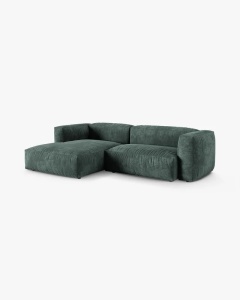 COLTAR PE STANGA MARTINA, 180X176 CM, ADANCIME SCAUN 90 CM, VERDE MUSCHI, TAPITAT CU TAPITERIE DIN TEXTIL CATIFEA VOGUE, MICADONI - Img 2