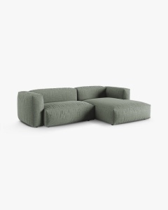 COLTAR PE STANGA MARTINA, 180X176 CM, ADANCIME SCAUN 90 CM, VERDE MUSCHI, TAPITAT CU TAPITERIE DIN TEXTIL STRUCTURAT BOSTON, MICADONI - Img 2