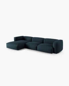 COLTAR PE STANGA MARTINA, 330X176 CM, ADANCIME SCAUN 90 CM, ALBASTRU INCHIS, TAPITAT CU TAPITERIE DIN TEXTIL STRUCTURAT BOSTON, MICADONI - Img 2