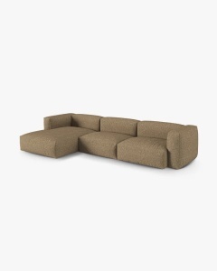 COLTAR PE STANGA MARTINA, 330X176 CM, ADANCIME SCAUN 90 CM, CAPPUCCINO, TAPITAT CU TAPITERIE DIN TEXTIL BOUCLE MONET, MICADONI - Img 2