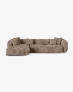 COLTAR PE STANGA MARTINA, 330X176 CM, ADANCIME SCAUN 90 CM, GHINDA, TAPITAT CU TAPITERIE DIN TEXTIL CORDOI TILIA, MICADONI
