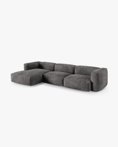 COLTAR PE STANGA MARTINA, 330X176 CM, ADANCIME SCAUN 90 CM, GRI, TAPITAT CU TAPITERIE DIN TEXTIL CATIFEA VOGUE, MICADONI - Img 2