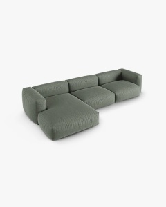 COLTAR PE STANGA MARTINA, 330X176 CM, ADANCIME SCAUN 90 CM, VERDE MUSCHI, TAPITAT CU TAPITERIE DIN TEXTIL STRUCTURAT BOSTON, MICADONI - Img 3