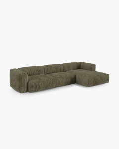 COLTAR PE STANGA MARTINA, 330X176 CM, ADANCIME SCAUN 90 CM, VERDE MUSCHI, TAPITAT CU TAPITERIE DIN TEXTIL CORDOI TILIA, MICADONI - Img 2