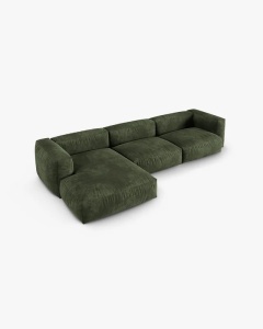 COLTAR PE STANGA MARTINA, 330X176 CM, ADANCIME SCAUN 90 CM, VERDE, TAPITAT CU TAPITERIE DIN TEXTIL CATIFEA VOGUE, MICADONI - Img 3