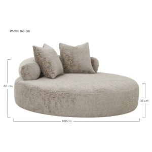 COLTAR ROTUND DAYBED CU 2 PERINI, DIN LEMN SI TEXTIL, CULOARE BEJ, HOUSE NORDIC - Img 8