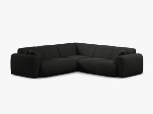 COLTAR SIMETRIC MOLINO, 252 CM, NEGRU, CU TAPITERIE DIN TEXTIL BOUCLE BALOO, MICADONI