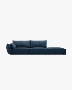 COLTAR SPATIOS SI CONFORTABIL KAELLE, 264 CM, PE DREAPTA, ALBASTRU ROYAL, CU TAPITERIE DIN TEXTIL CHENILLE OVER THE HORIZON, MICADONI