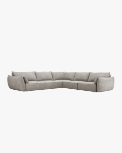COLTAR SPATIOS SI CONFORTABIL KAELLE, 286 CM, CU 7 LOCURI, GRI DESCHIS, CU TAPITERIE DIN TEXTIL CHENILLE OVER THE HORIZON, MICADONI - Img 2