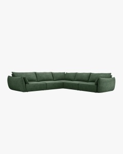 COLTAR SPATIOS SI CONFORTABIL KAELLE, 286 CM, CU 7 LOCURI, VERDE SMARALD, CU TAPITERIE DIN TEXTIL CHENILLE OVER THE HORIZON, MICADONI - Img 2