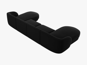 COLTAR SUB FORMA DE U, MILEY, 5 LOCURI, 330 CM, NEGRU 19, TAPITERIE DIN CATIFEA, DESIGN DEOSEBIT - Img 4