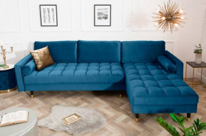 COLTAR SUPER CONFORTABIL 260CM, VELVET II, DIN LEMN SI CATIFEA, ALBASTRU, ARTIM GROUP SELECTION - Img 4