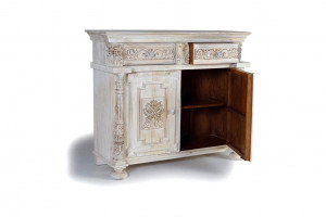 COMODA 120CM, ALB ANTICHIZAT, DIN LEMN DE MANGO, REALIZAT MANUAL, GINER Y COLOMER - Img 3