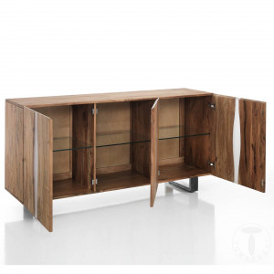 COMODA/BUFET 170CM, ANUBI 3 USI, COD 3861, STIL MODERN, REALIZATA DIN LEMN MASIV SI SUPORT DE METAL - Img 3