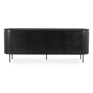 COMODA LIVING 200CM, ARTIM MEBLE, CU 4 USI, REALIZAT DIN MDF SI METAL, CULOARE NEGRU, STIL MODERN - Img 5