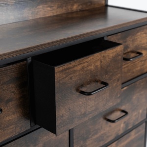 COMODA LIVING 98CM, ARTIM MEBLE, CU SERTARE, REALIZATA DIN METAL SI MDF, CULOARE STEJAR RUSTIC/NEGRU, STIL MODERN - Img 8