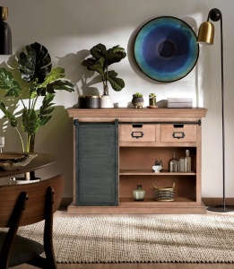 COMODA LIVING APARADOR 115CM, DIN LEMN DE MANGO SI METAL, CULOARE NATUR/GRI, ARTIM GROUP SELECTION