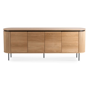 COMODA LIVING, ARTIM MEBLE, CU 4 USI, REALIZAT DIN MDF SI METAL, CULOARE NEGRU/STEJAR, STIL MODERN - Img 4