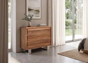 COMODA LIVING CONTEMPORARY CU SERTARE 90CM, REALIZATA DIN LEMN MASIV DE SALCAM SI METAL, CULOARE NATUR, GINER Y COLOMER - Img 3