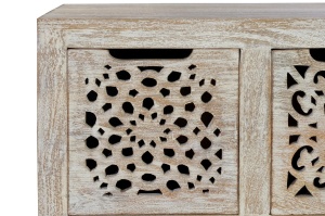 COMODA LIVING FIESOLE 88CM, REALIZATA DIN LEMN DE MANGO SI METAL, CULOARE ALB ANTICHIZAT, GINER Y COLOMER - Img 6