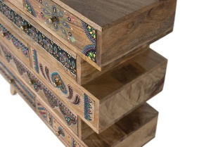 COMODA LIVING KEA 65CM, REALIZATA DIN LEMN DE MANGO SI METAL, CULOARE NATUR/MULTICOLOR, GINER Y COLOMER - Img 4