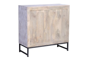 COMODA LIVING MYKONOS 80CM, REALIZATA DIN LEMN DE MANGO SI METAL, CULOARE ALB ANTICHIZAT, GINER Y COLOMER - Img 5