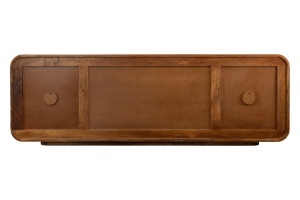 COMODA LIVING TV 160CM, REALIZATA DIN LEMN DE MANGO, DETALII AURII, CULOARE MARO/AURIU - Img 5