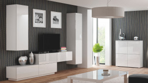 COMODA LIVO KM-100, 100CM, ALBA, DIN MDF FURNIRUIT SI PAL LAMINAT, STIL MODERN - Img 3