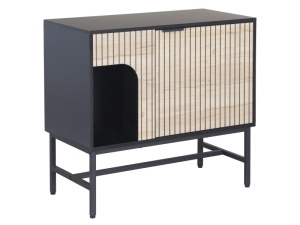 COMODA MAGO K3, STEJAR/NEGRU MAT, DIN PAL LAMINAT SI METAL, STIL MODERN - Img 2