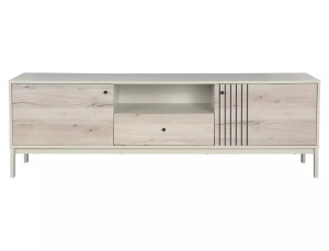 COMODA RTV FROST STEJAR ALPIN/ALB ANTICHIZAT, DIN PAL LAMINAT SI METAL, STIL MODERN - Img 3