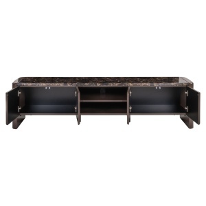 COMODA TV ALMUNDI 200CM, REALIZATA DIN MDF SI CERAMICA, ASPECT MARMURA( INFOLIAT)/MARO, STIL MODERN - Img 9