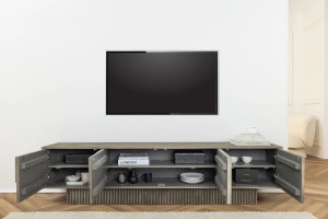 COMODA TV, ART DECO 200CM, 3D, LEMN DE MANGO, GRI, ARTIM GROUP SELECTION - Img 6