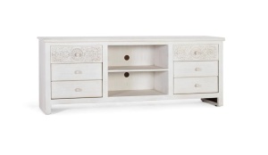 COMODA TV, ARTIM 1822, DIN LEMN DE MANGO, ALB ANTICHIZAT, ARTIM GROUP SELECTION