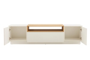 COMODA TV LOFT 160CM, REALIZATA DIN MDF SI FURNIR STEJAR, CULOARE ALB/ NATUR, ARTIM GROUP SELECTION - Img 5