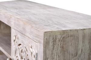 COMODA TV MYKONOS 130CM, REALIZATA DIN LEMN DE MANGO SI METAL, CULOARE ALB ANTICHIZAT, GINER Y COLOMER - Img 6