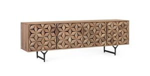 COMODA TV MYSORE 177CM, REALIZATA DIN LEMN DE MANGO SI METAL, CULOARE NATUR, GINER Y COLOMER