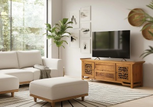 COMODA TV ORVIETO 180CM, REALIZATA DIN LEMN DE TEC, CULOARE NATUR, GINER Y COLOMER